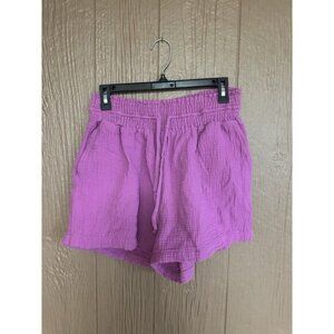 Joie Paper Bag High Waist Shorts Size‎ Medium Magenta Gauze Like Cotton Casual